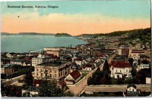 Aerial View of Business District, Astoria OR Vintage Postcard E80