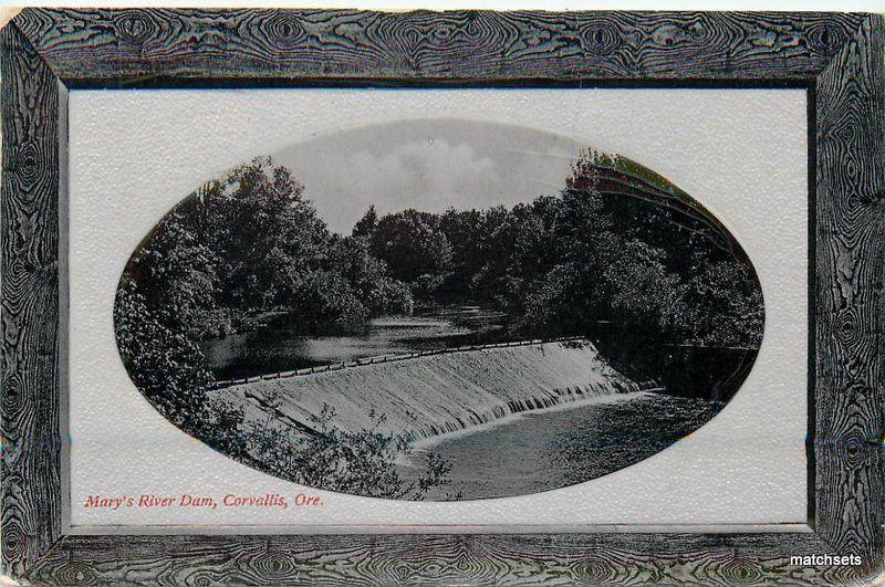 1913 Corvallis Oregon Mary's River Dam frame like PNC Glosso Series 10256