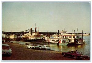 c1960 St Louis Riverfront Riverboats New Old St Louis Missouri Unposted Postcard