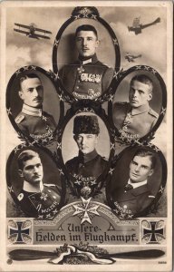 Mint Germany Aviation WW1 Fighter Aces Sanke RPPC Postcard Air Combat Pioneers