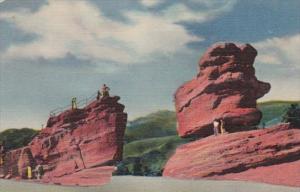 Colorado North Vista Of Balanced and Steamboat Rocks In Garden Of The Gods Cu...