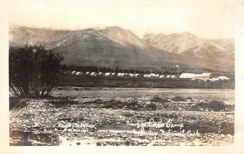 RPPC Savage River Camp, McKinley National Park, Alaska 1935 Vintage Postcard