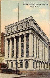 Newark New Jersey~Mutual Benefit Life Insurance Building~Trolley & Car~1914