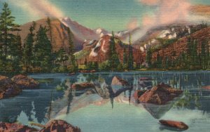 Vintage Postcard 1930s Bear Lake & Glacier Gorge Rocky Mountain National Park CO