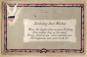 Postcard Dear Soldier Boy Birthday Greeting Liberty Series No. 224, 1919