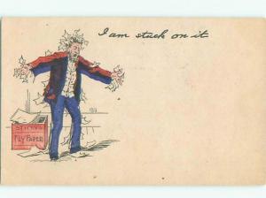 Pre-Linen Comic FLYPAPER STUCK ALL OVER MAN AB9447