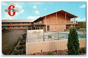 1960 Exterior View Poolside Motel 6 Davenport Iowa IA Vintage Antique Postcard