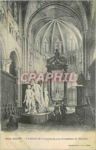 Old Postcard Former Sens Interior of the Cathedral with the tomb of the Dauphin