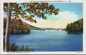 Log Bay And French Mountain Lake George New York Linen Postcard C247