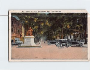 Postcard State Street from Longfellow Square Portland Maine USA