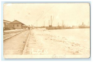 Early Pastelillo Train Yard Harbor Oriente Cuba Real Photo RPPC Postcard (Q36)