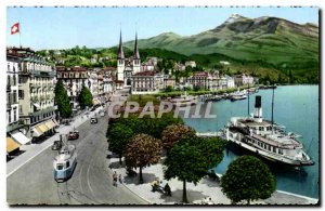 Old Postcard Luzern Schweizerhofquai mit Rigi Boat