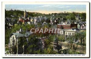 Old Postcard has Glimpse Of A Residence Section Portland Heights Above The Bu...