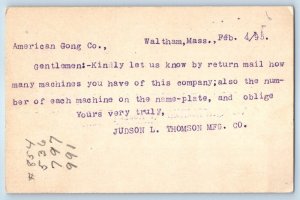 1995 American Gong Co. Machines Information Waltham MA Advertising Postal Card