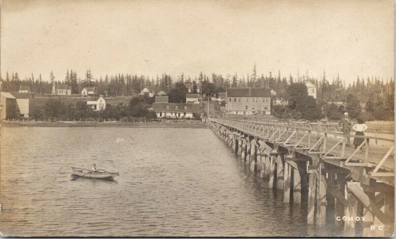 Comox BC Vancouver Island Man Rowing Boat Unused Real Photo Private Postcard F75