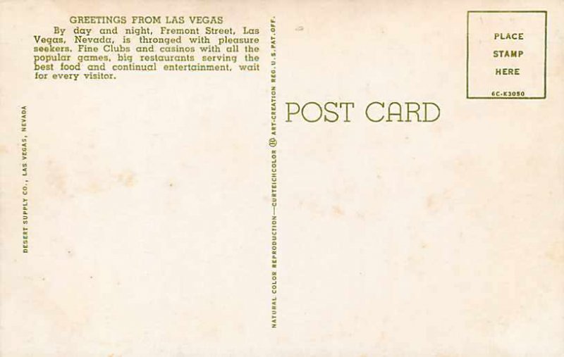 NV, Las Vegas, Nevada, Fremont Street, Greetings, Multi-View,Curteich No 6CK3050