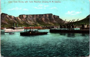 South Africa Cape Town Docks With Table Mountain Showing R.M. Steamer C013