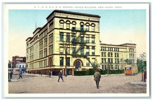 c1920's NYNH & HRR General Office Building New Haven Connecticut CT Postcard
