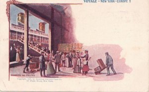 Postcard Voyage New York Europe 1 Boarding Steamer