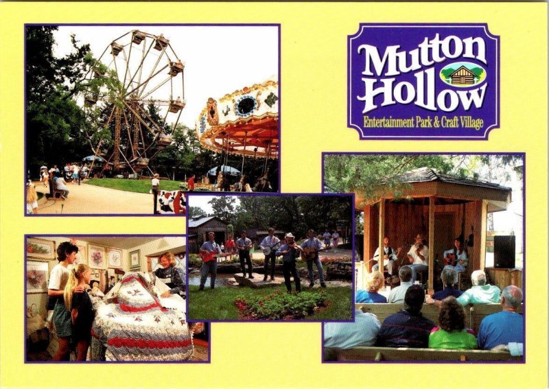 Branson MO Missouri MUTTON HOLLOW Amusement Park FERRIS WHEEL/Music 4X6 Postcard