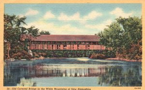 Vintage Postcard Old Covered Bridge White Mountains New Hampshire NH Bisbee Pub.