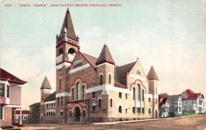 PORTLAND, OR Oregon     WHITE TEMPLE FIRST BAPTIST CHURCH      1910 Postcard