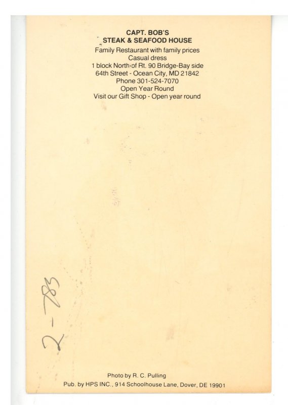 MD - Ocean City. Captain Bob's Steak & Seafood House