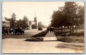RPPC Real Photo Postcard - Changing Model T Ford Car Tire in Middle of Road