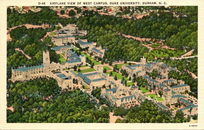 North Carolina Durham Duke Universiity Airplane View Of West Campus