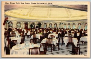 Vtg Swampscott Massachusetts MA Main Dining Room New Ocean House 1930s Postcard