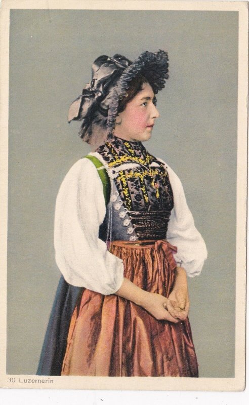 Switzerland Luzern Local Girl In Traditional Costume sk4287