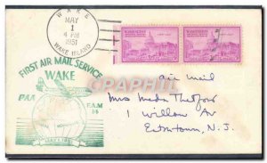 Letter US 1st Flight Wake May 1, 1951 tp NJ