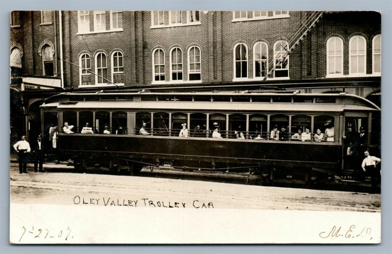 READING PA OLEY VALLEY TROLEY CAR ANTIQUE REAL PHOTO POSTCARD RPPC