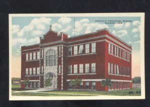 KEARNEY NEBRASKA CATHOLIC PAROCHIAL SCHOOL BUILDING VINTAGE POSTCARD