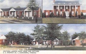 Southern Modern Guest Home & Cottages, Alexandria, VA Roadside 1950s Postcard