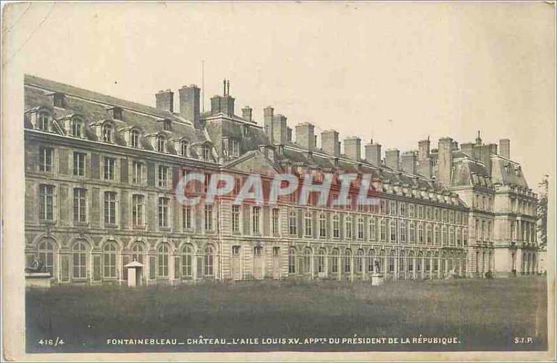 416 Old Post Card Fontainebleau castle 4 the wing louis xv appts the presiden...