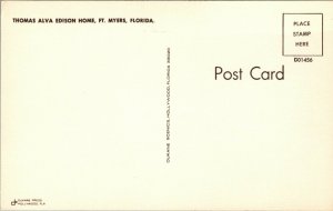 Vtg 1960s Thomas Alva Edison Home Fort Myers Florida FL Unused Postcard