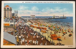 Vintage Postcard 1939 Boardwalk and Beach Scene, Atlantic City, New Jersey (NJ)