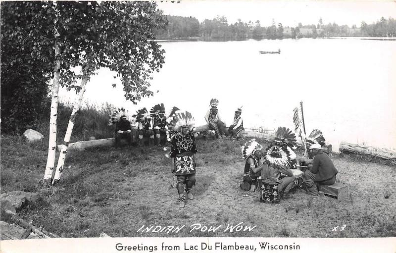 E19/ Native American Indian Photo RPPC Postcard 40s Lac Du Flambeau Powwow 10