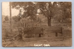 J87/ Ghent Ohio RPPC Postcard c1910 Summit Co Spring Watering Trough 1641