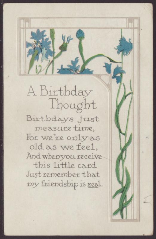 A Birthday Thought,Flowers Postcard