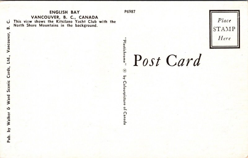 English Bay Vancouver BC Canada British Columbia Postcard VTG UNP Vintage Unused 
