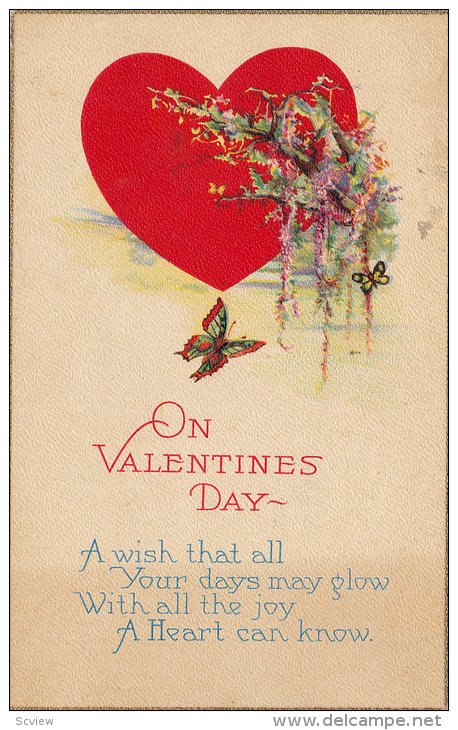 On Valentines Day, Red Heart, butterflies, PU-1926