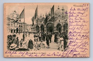 FEEDING THE PIGEONS VENICE ITALY TO BALTIMORE MARYLAND POSTCARD EXCHANGE 1900