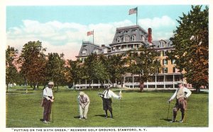 Vintage Postcard Putting On Green Grass Rexmere Golf Grounds Stamford New York