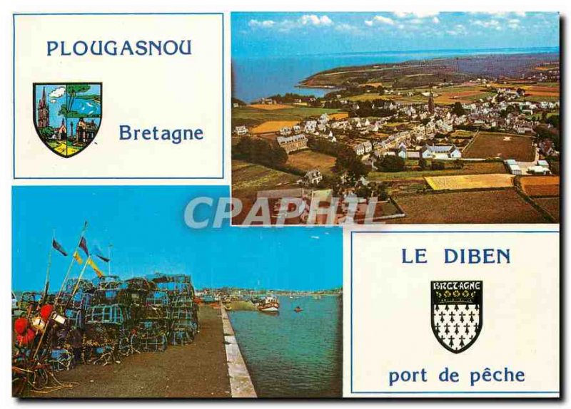 Postcard Modern Plougasnou Finistere North General View Diben harbor
