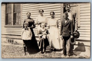 c1910's Family Childrens Girl With Doll RPPC Photo Unposted Antique Postcard