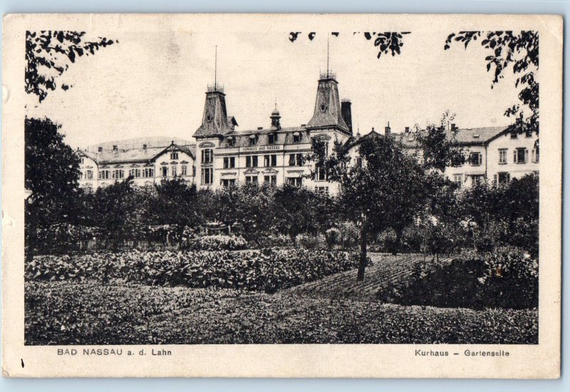 Germany Postcard Bad Nassau an der Lahn Kurhaus Garden Side 1921 Posted