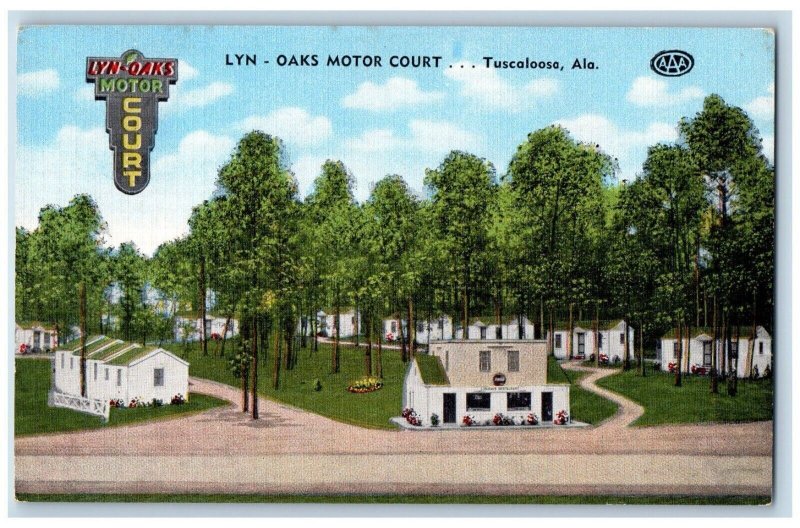 Tuscaloosa Alabama Postcard Lyn Oaks Motor Court Exterior c1940 Vintage Antique