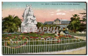 Postcard Old Nice Statue of Poetry and Municipal Casino